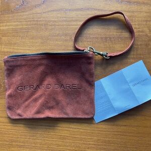 Gérard Darel Suede Wristlet Pouch / Clutch – Rust Brown